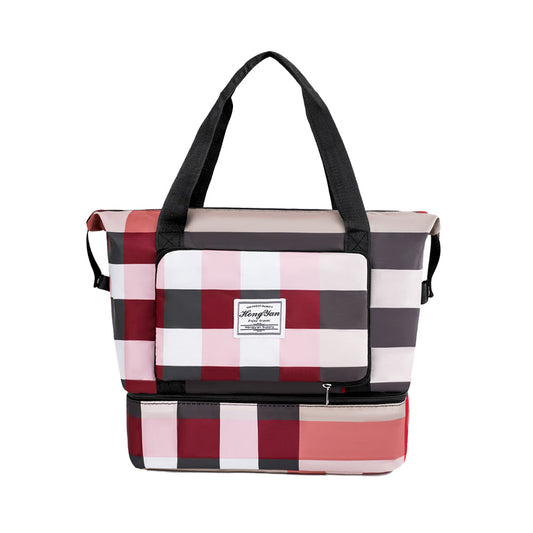 Foldable Large Capacity Travel Duffel Bag Overnight Bag Dry and Wet Separation Travel Bag Pink