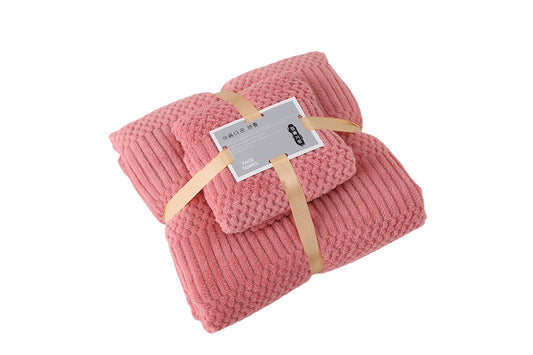 2 pcs Ultra Soft Towel Set Quick Drying for Fitness Bathroom Sports-Red