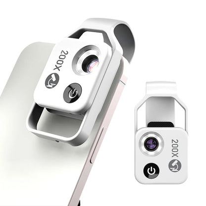 200X Phone Microscope with CPL Lens and LED Light Pocket Microscope for iPhone/Andriod Phone White