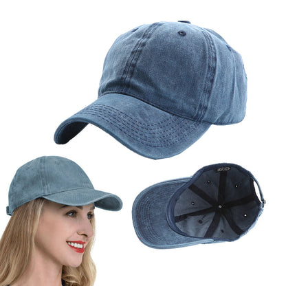 Casual Baseball Cap Adjustable Classic Sport Cap Solid Golf Dad Hat Blue