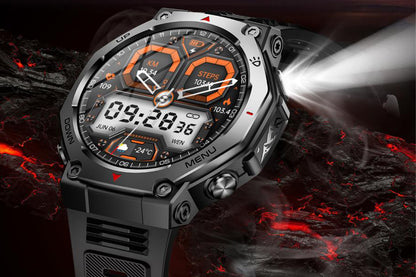 Smart Watch with Flashlight Fitness Tracker with Bluetooth Calls 100+Sports Modes -Black