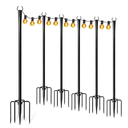 Outdoor Metal String Light Pole Garden Patio Support Stake