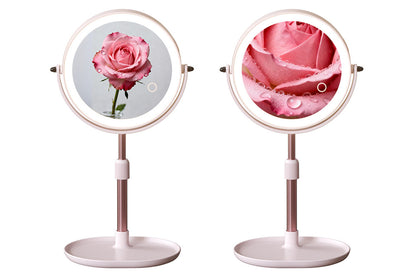 Adjustable Height Dual-Sided LED Makeup Mirror with 3 Color Lighting