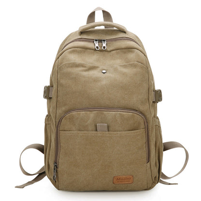 Large Capacity Canvas Backpack Laptop Bag Notebook School Travel Bag for Men Women Khaki