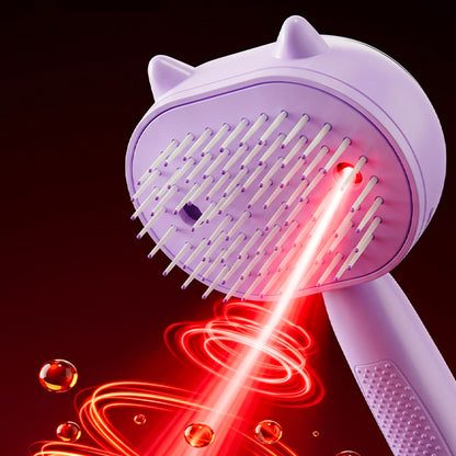 Electric Spray Hair Brush with Cat Ear Design and One Click Cleaning - Purple