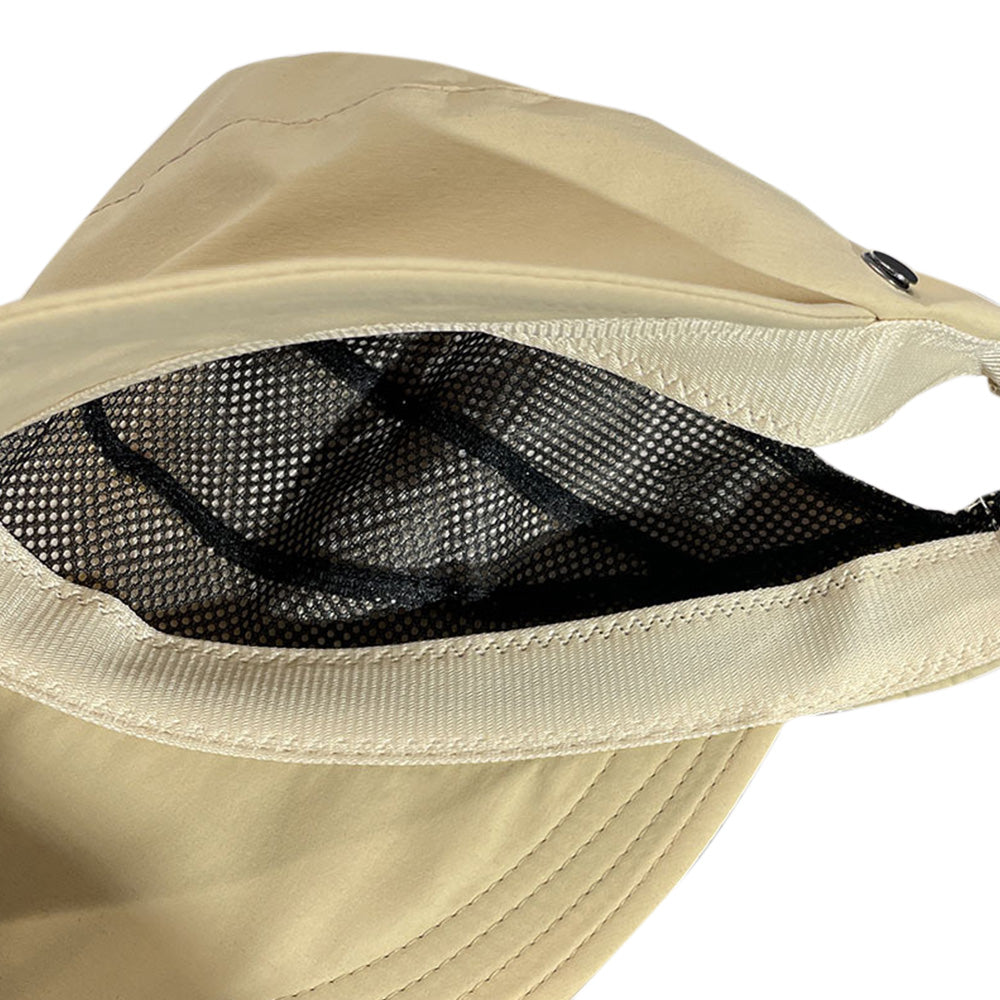 Wide Brim Quick Dry Foldable Sun Hat with Ponytail Opening - Khaki