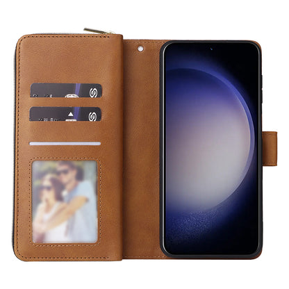 Wallet Leather Flip Cover for Samsung S26 Series with Card Slots Kickstand-Brown