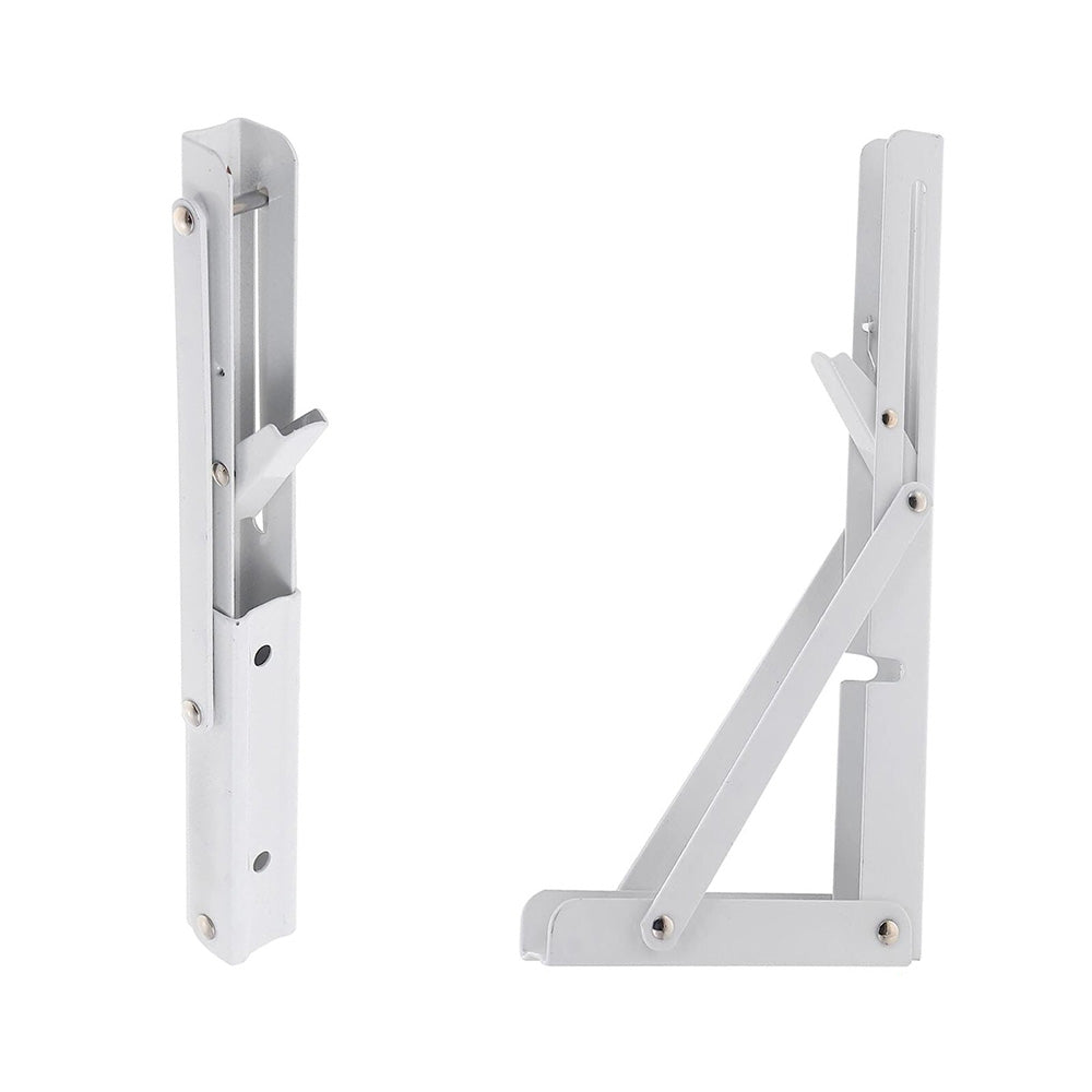 2Pcs 90 Degree Foldable Metal Shelf Brackets-White