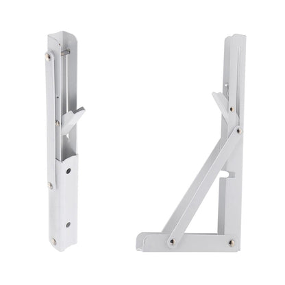 2Pcs 90 Degree Foldable Metal Shelf Brackets-White