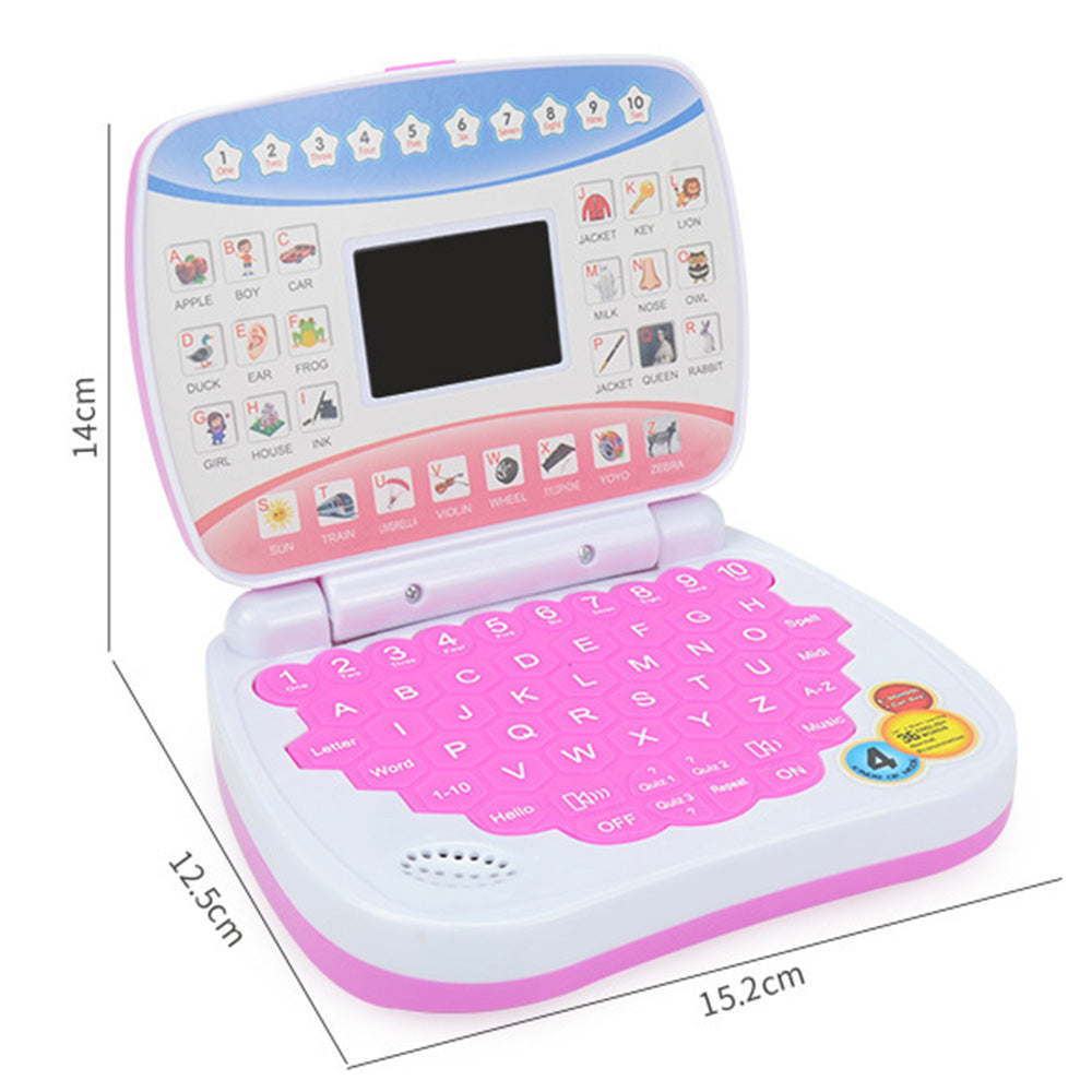 Pretend Laptop Toy with Music for Bilingual Learning - Pink