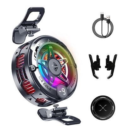 Semiconductor Phone Cooler RGB Easy Attached Clip-On Cooling Fan with Digital Display