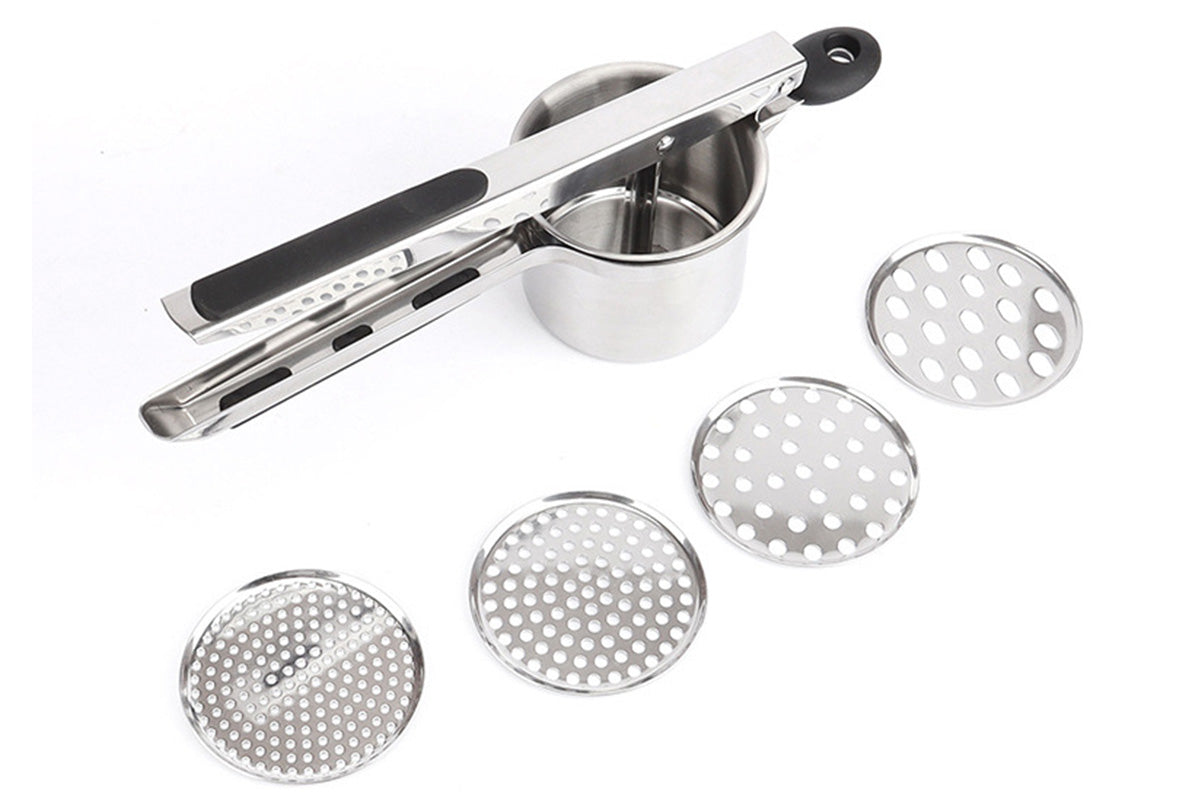 3-in-1 Stainless Steel Potato Ricer & Masher with 3 Interchangeable Discs