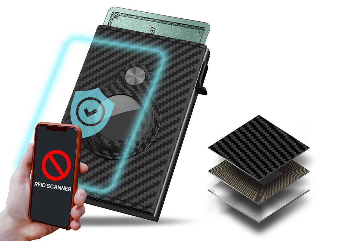 Smart Wallet for AirTag RFID Blocking Leather Card Holder with ID Window Cash Slot