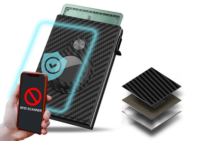 Smart Wallet for AirTag RFID Blocking Leather Card Holder with ID Window Cash Slot