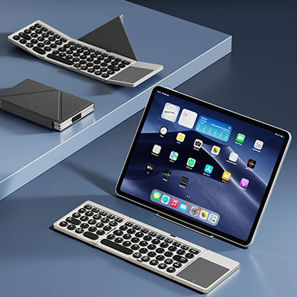 Tri Fold Bluetooth Keyboard with Touchpad Stand