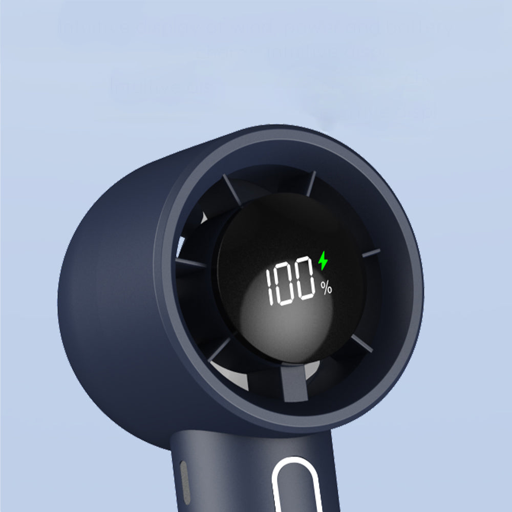 Portable Handheld Turbo Fan with Digital Display Rechargeable Pocket Hand Fan for Travel Outdoor Blue