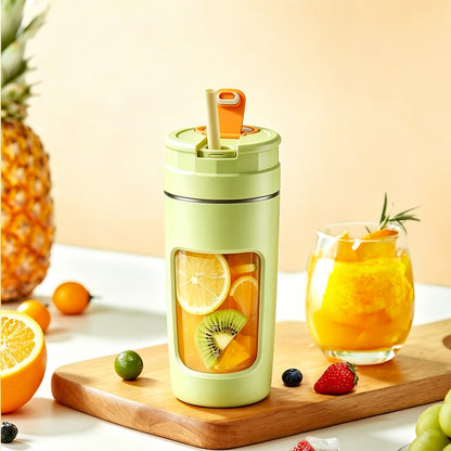600ml Rechargeable Portable Juicer Blender with 4 Blade Cutter - Green
