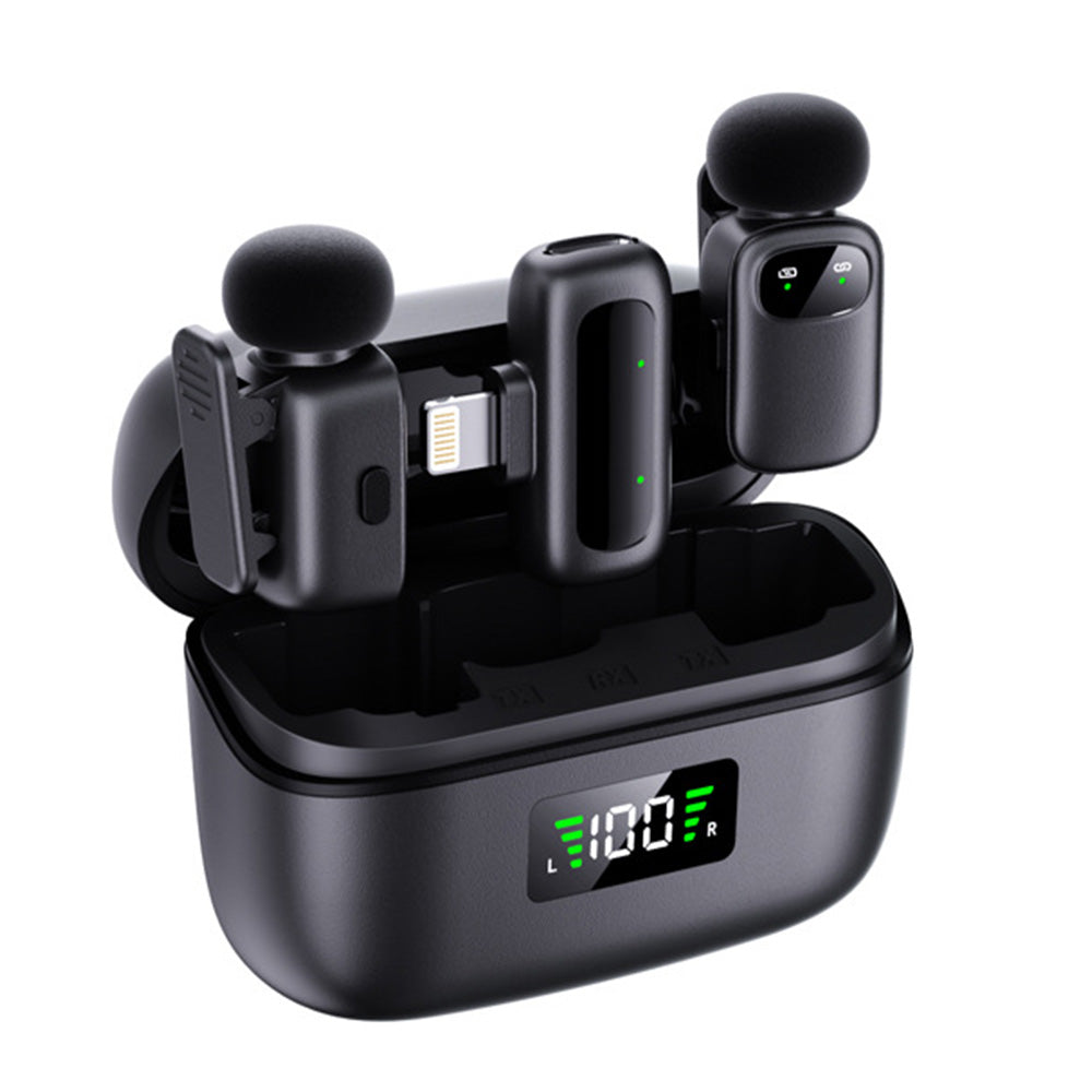 Wireless Lavalier Microphone with Charging Case AI Voice Changer Lapel Microphone for Video Recording Podcast Lightning Style