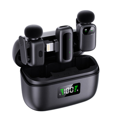 Wireless Lavalier Microphone with Charging Case AI Voice Changer Lapel Microphone for Video Recording Podcast Lightning Style