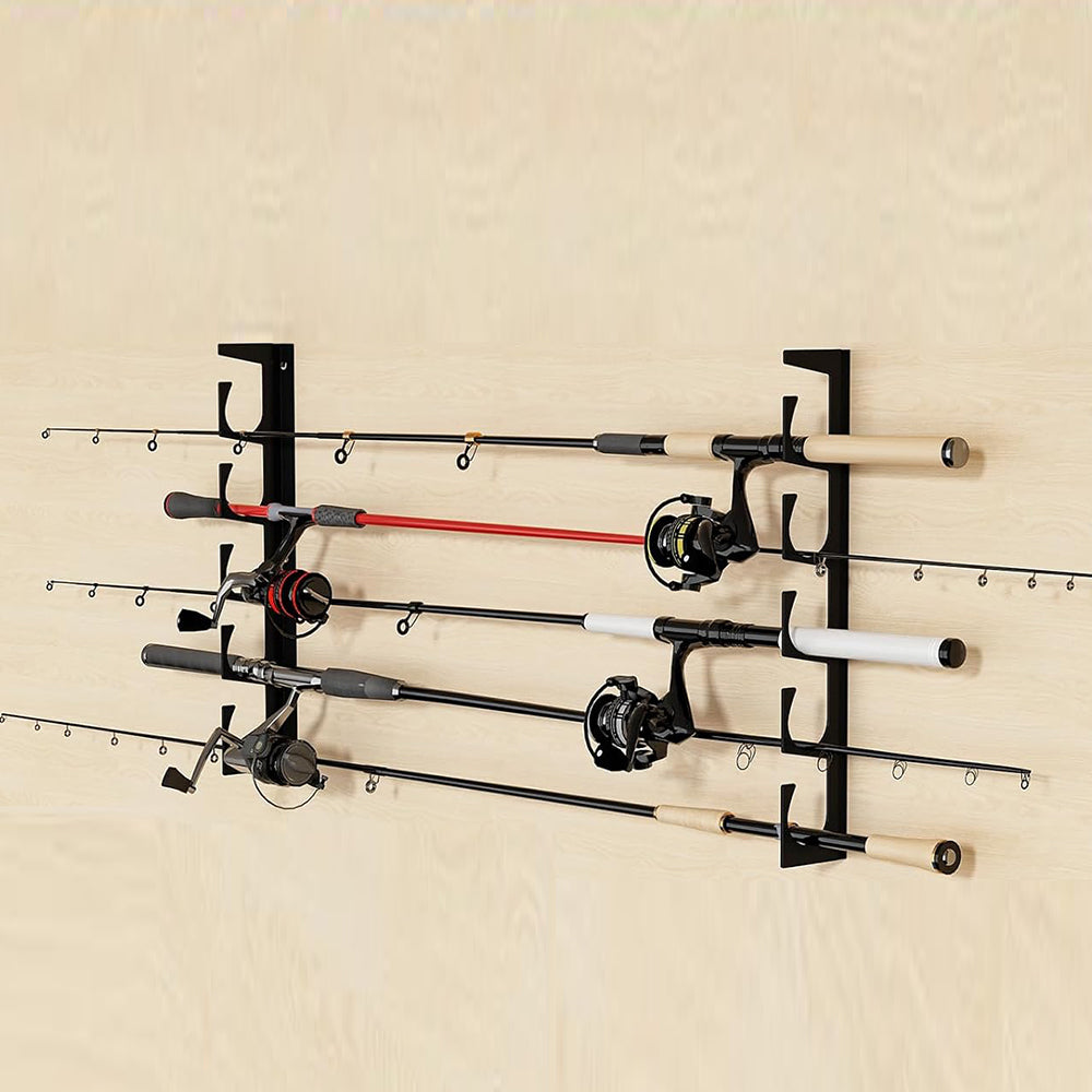 Horizontal Fishing Rod Storage Holders Fishing Pole Display Rack  for Garage Wall Ceiling Mounted