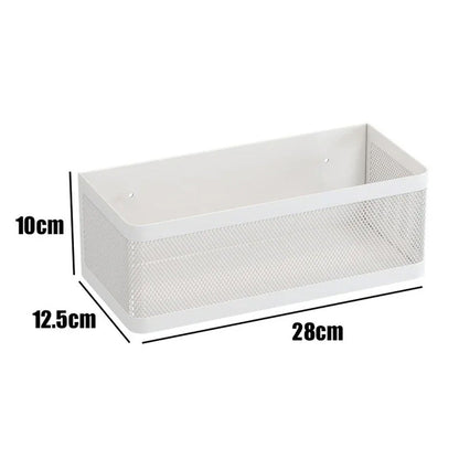Punching-Free Hanging Storage Baskets Organizer Wall Mount Storage Bin Rack for Kitchen Bathroom White