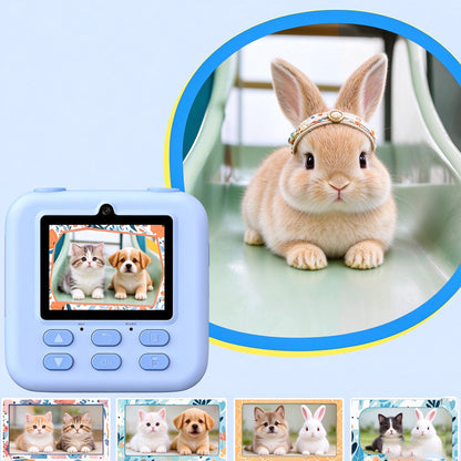 Instant Print Camera for Little Ones Dual Lens Digital Camera with 32G Card - Blue