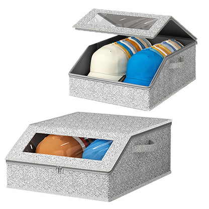 Large Capacity Hat Organizer Box Holds 30 Hats for Baseball Cap -Light Grey
