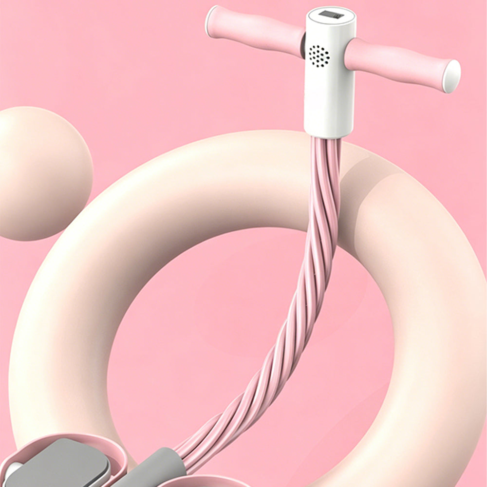 Smart Counting Voice Pedal Resistance Band 6 Tubes for Home Gym-Pink