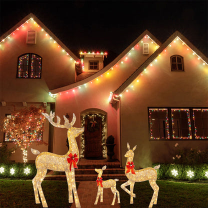 3Pcs Christmas Lighted Reindeer Decorations LED Standing Deer Decor