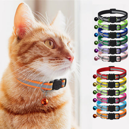 12 Pcs Reflective Cat Collar Kitten Safety Collar with Bell and ID Tags