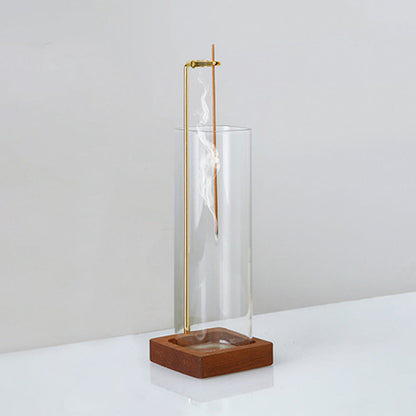 Anti-Ash Incense Holder  Glass Incense Burner with Wooden Base Meditation Yoga Spa Room Decor