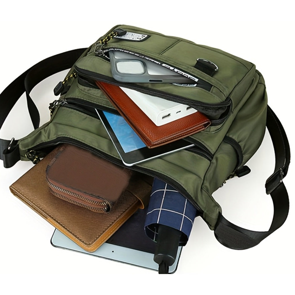 Multi-Pocket Men's Crossbody Shoulder Bag for Outdoor Travel and Commuting -Green