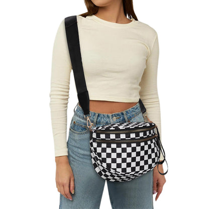 Oxford Cloth Large Capacity Crossbody Bag ¨C Lightweight Shoulder Messenger Bag for Women Black & White