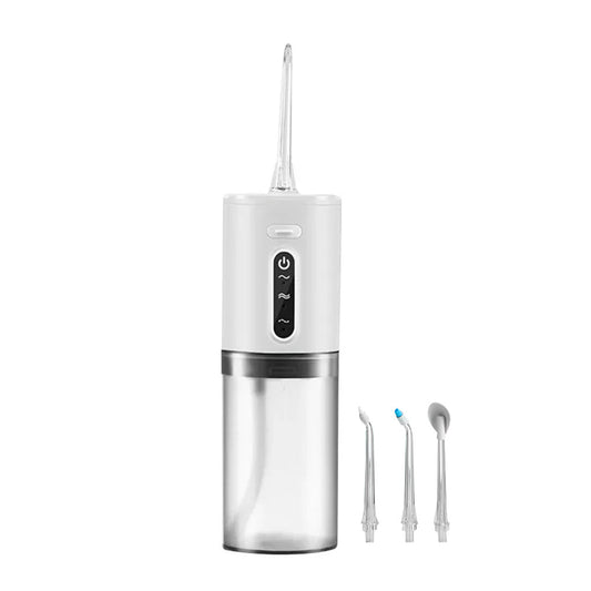 Cordless Electric Water Flosser Oral Irrigator Teeth Flosser Tooth Cleaner with 5 Nozzles White