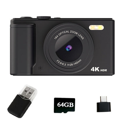 4K Digital Camera with Flip Screen and Autofocus for Vlogging and Photography Beginners Black