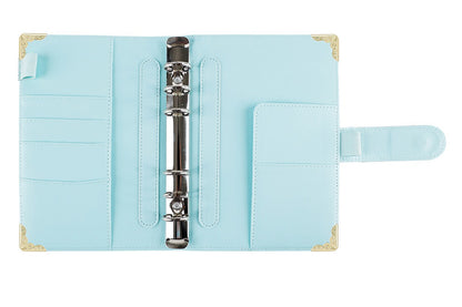 PU Leather Binder Money Organizer Cash Envelopes With 12 Zipper-Light Blue