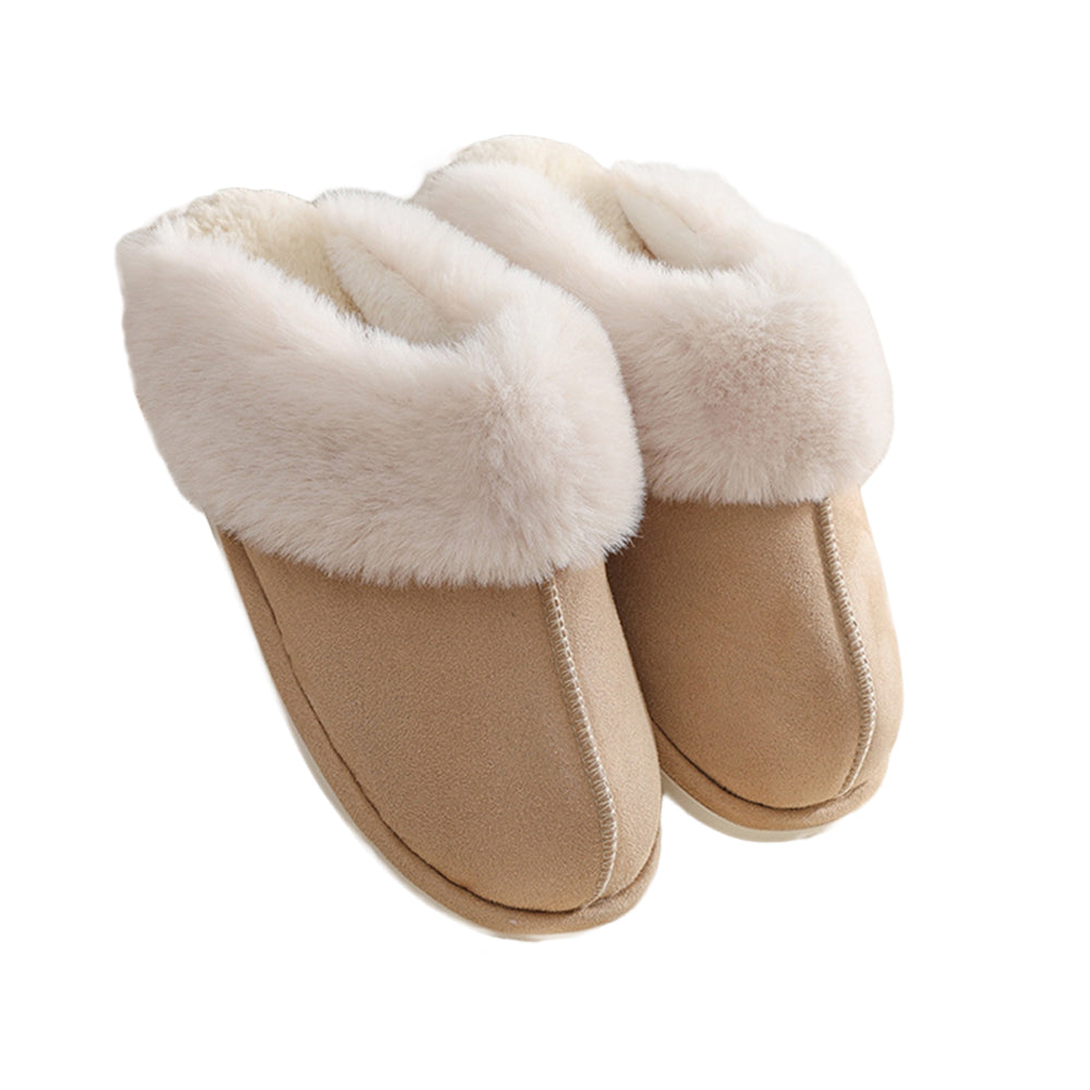 Womens Slippers with Plush Lining and Anti-Slip Memory Foam Sole-Brown