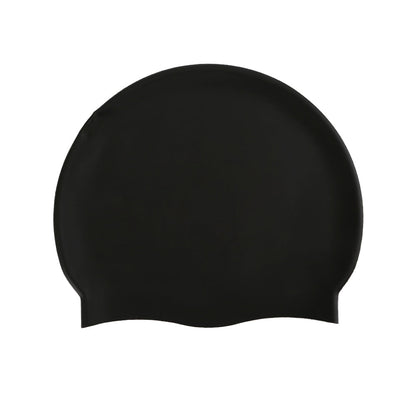 Elastic Silicone Swimming Cap Solid Color Water-resistant Ear Protection Hat Black