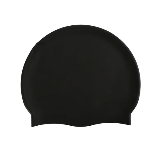 Elastic Silicone Swimming Cap Solid Color Water-resistant Ear Protection Hat Black