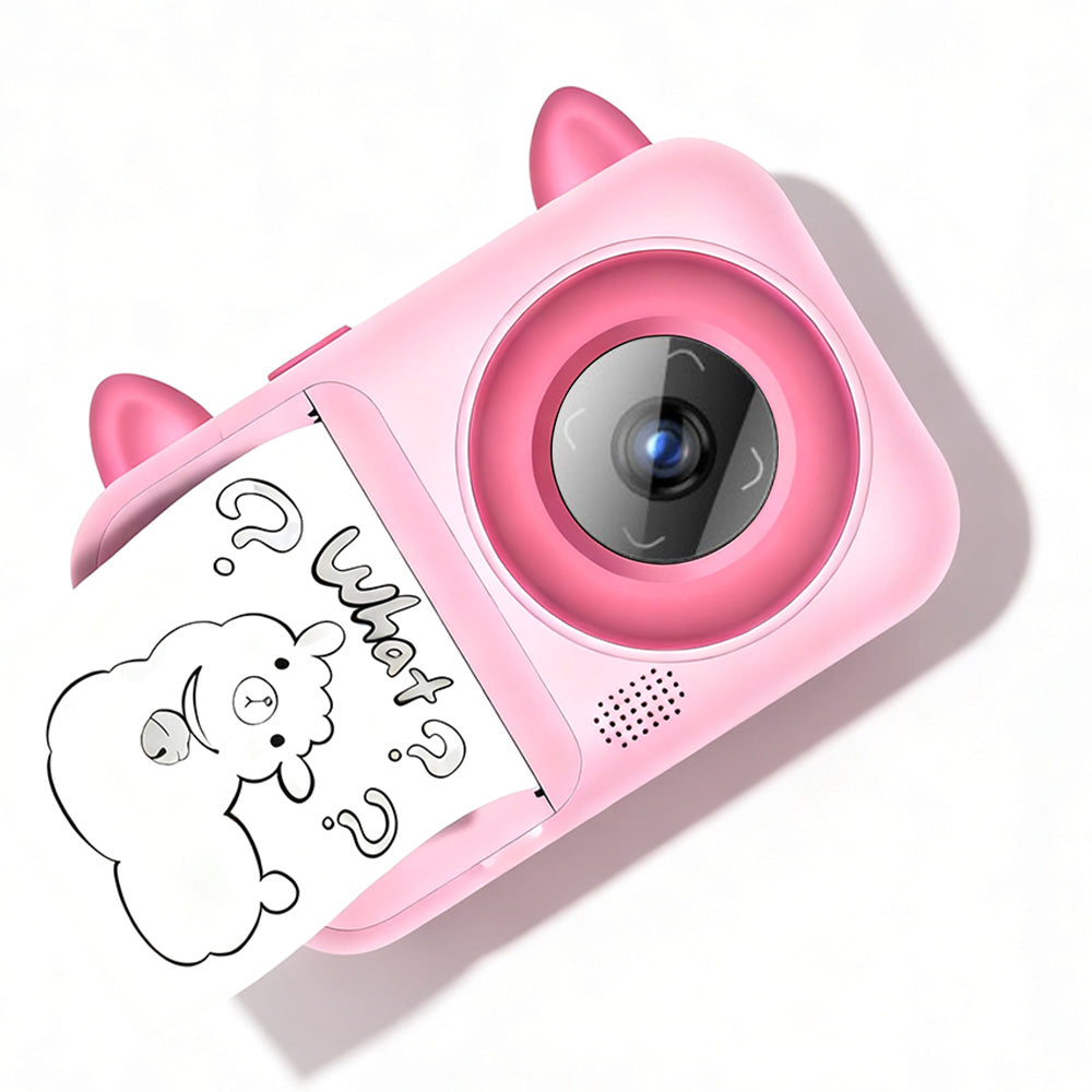Kids 1080P Instant Print Digital Camera with 1 Roll Printing Paper Pink