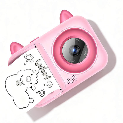 Kids 1080P Instant Print Digital Camera with 1 Roll Printing Paper Pink