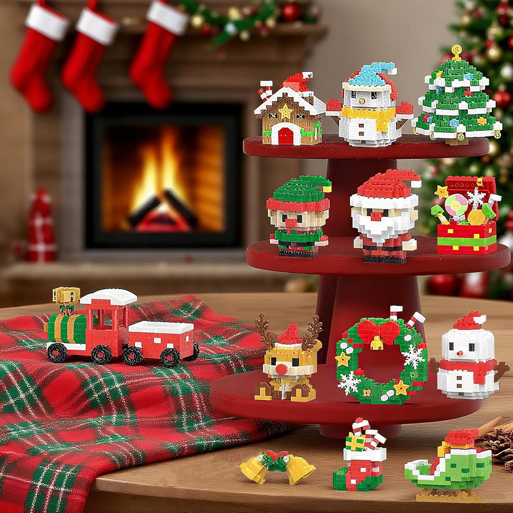 12Pcs Building Blocks Set Santa Claus Birthday Christmas Stocking Stuffers Gifts