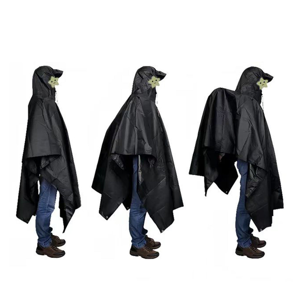 3 in 1 Portable Rain Poncho Waterproof Lightweight Emergency Raincoat with Pocket-Black