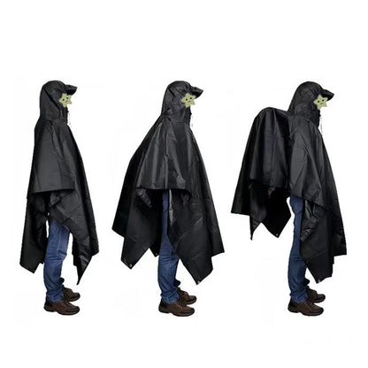 3 in 1 Portable Rain Poncho Waterproof Lightweight Emergency Raincoat with Pocket-Black
