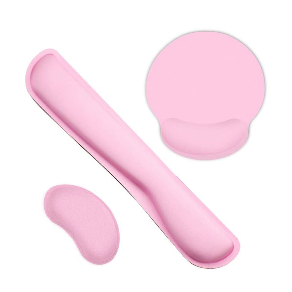 3Pcs Gaming Mouse Pad Mouse Pad with Wrist Rest Circle Curved Ergonomic Mousepad-Pink