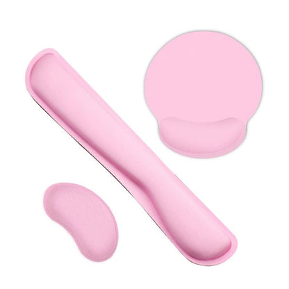 3Pcs Gaming Mouse Pad Mouse Pad with Wrist Rest Circle Curved Ergonomic Mousepad-Pink