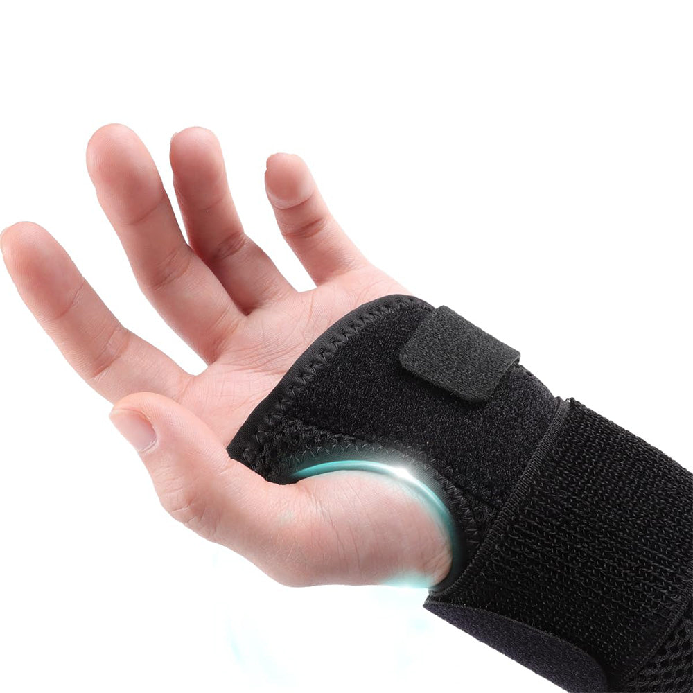 Pair of Adjustable Tunnel Wrist Brace Night Support Hand Brace with Splints Black