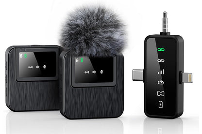 3 In 1 Wireless Lavalier Microphone for Phone Camera Live Recording