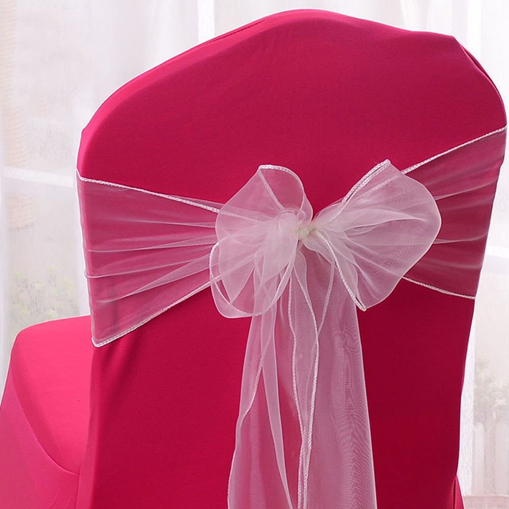 10 Piece Sheer Organza Wedding Chair Back Bow Sashes for Party Decor - White