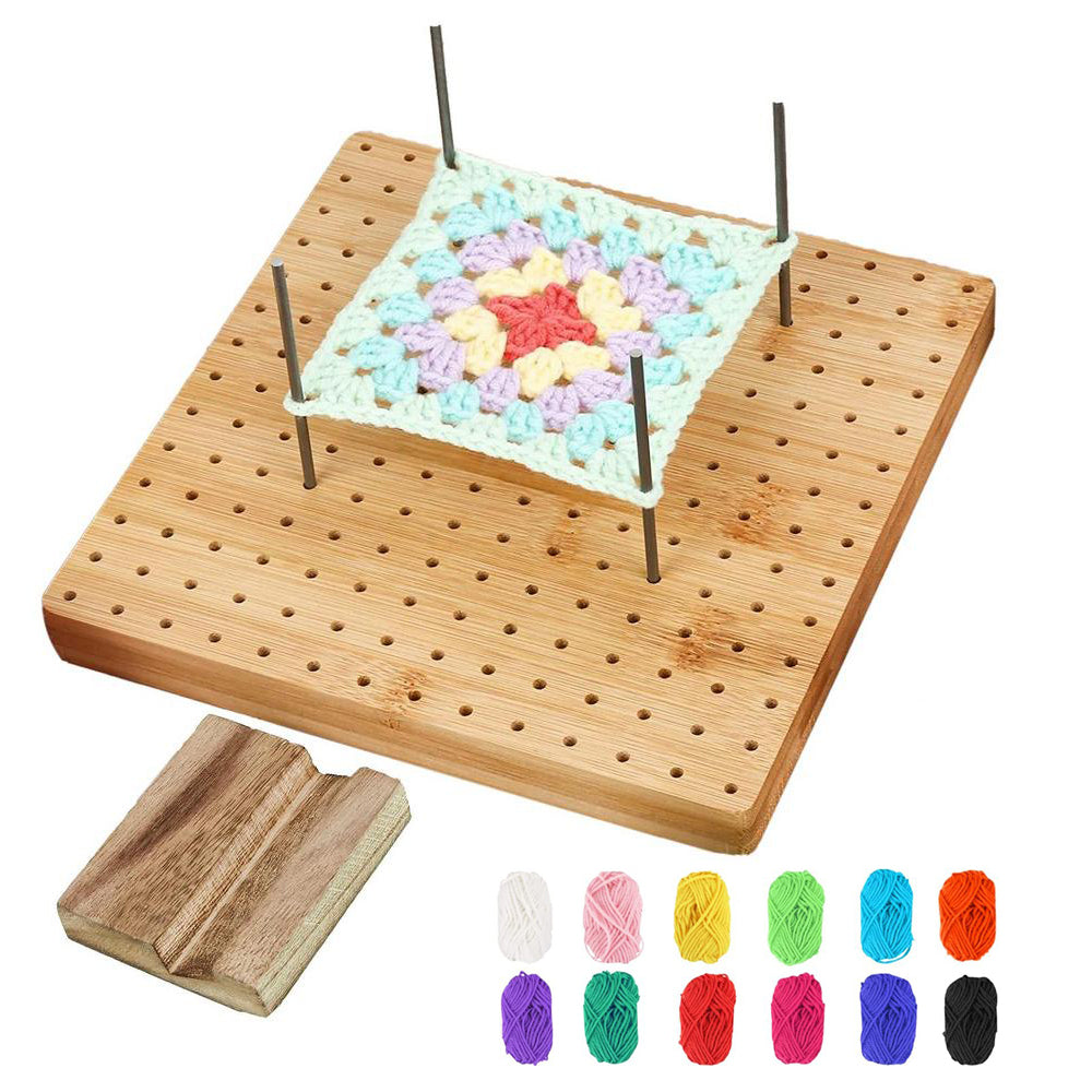 Needlework Blocking Board with 10 Rod Pins for Knitting and Hooking